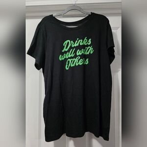 Torrid Black Tee with Vibrant Green Script